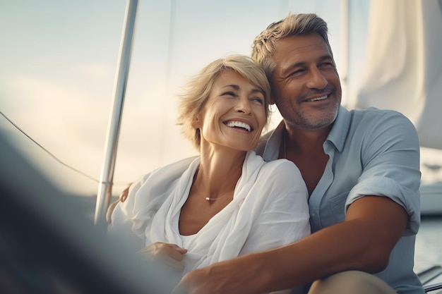 Una pareja disfrutando de un tranquilo paseo en bote en un día soleado