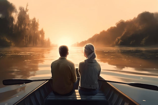 Una pareja disfrutando de un tranquilo paseo en bote