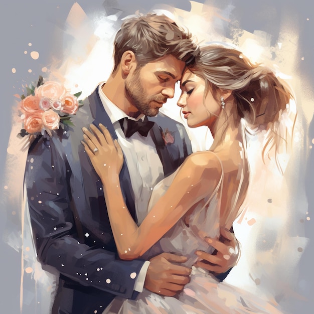 Foto pareja enamorada boda ilustración