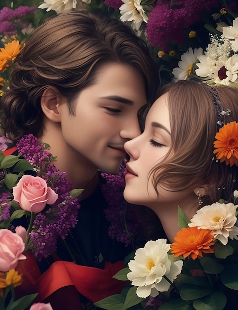 Una pareja enamorada de las flores.