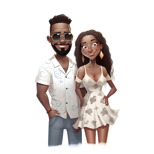 Foto pareja enamorada hombre negro y mujer blanca ilustración vectorial