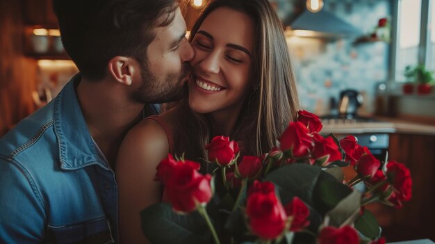 pareja enamorada pareja hermosa en la cocina