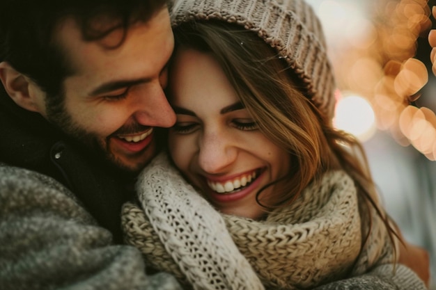 Una pareja enamorada riendo juntos Generada por IA