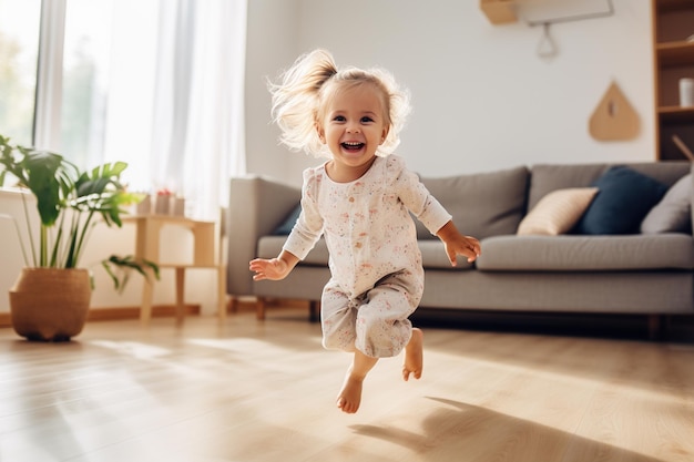 Pareja feliz bailando con su pequeña hija IA generativa