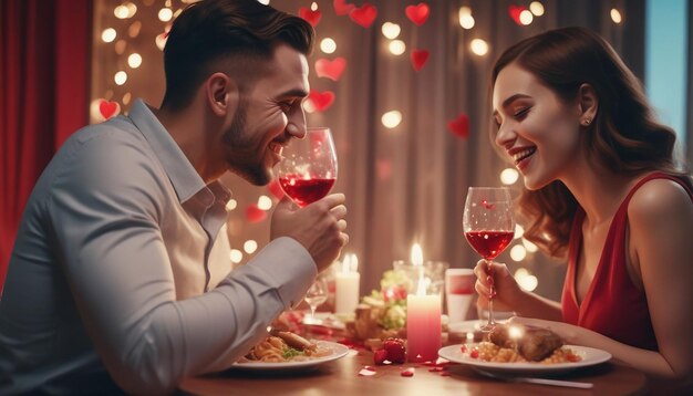 Foto una pareja feliz en una cena