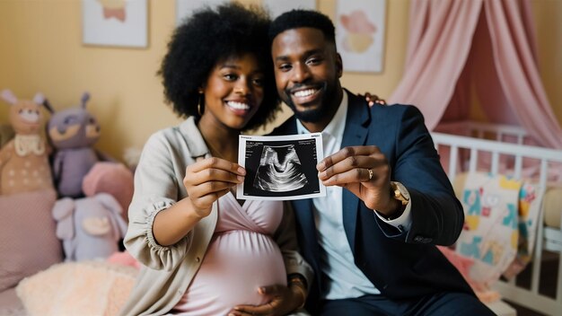 Foto una pareja feliz esperando un bebé.