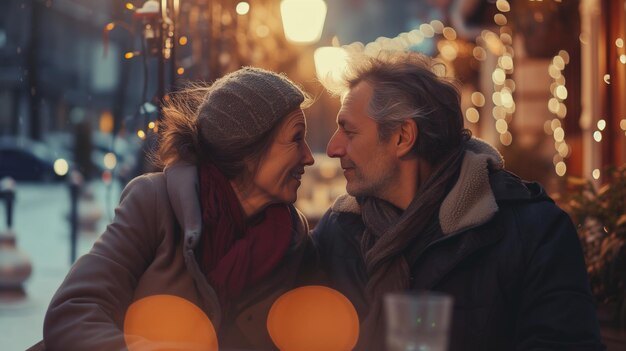 Una pareja feliz en París un hombre y una mujer saliendo en la calle