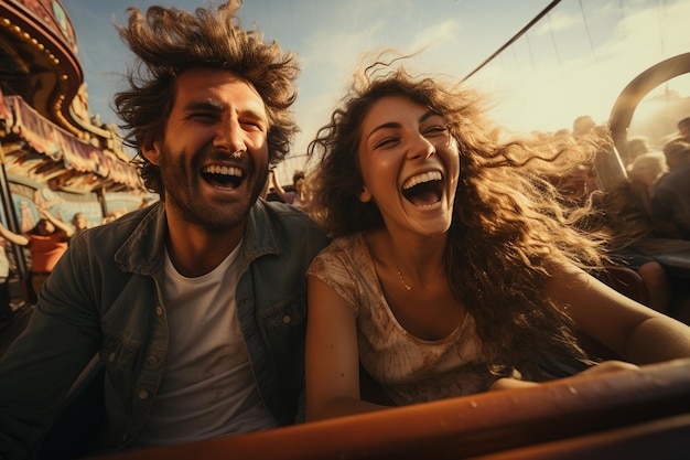 pareja feliz en el viaje