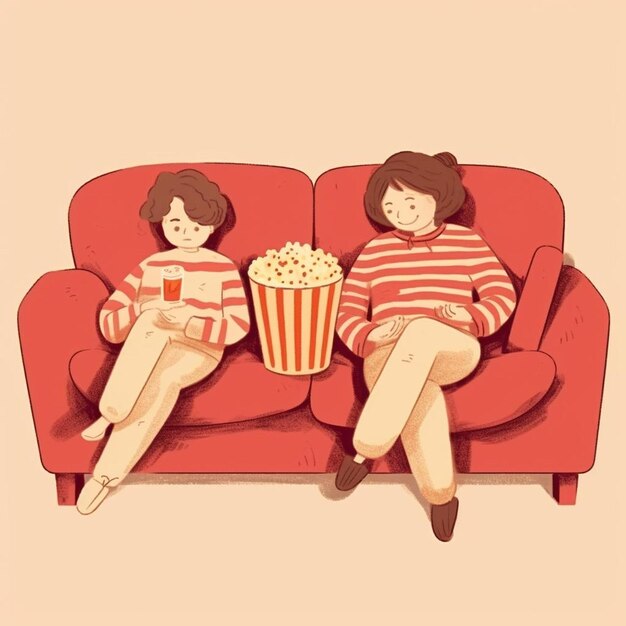 Foto pareja feliz viendo televisión en casa amando a la gente descansando en el sofá y comiendo palomitas de maíz en una casa acogedora