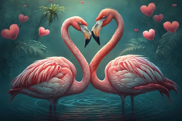 Una pareja de flamencos enamorados