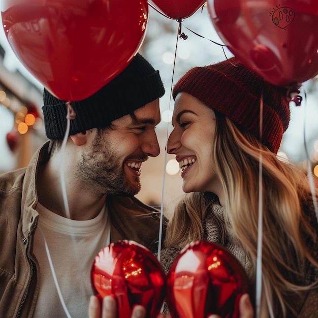 Una pareja de fotos celebra el día de San Valentín juntos