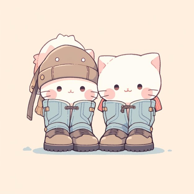 Foto una pareja de gatos con botas.