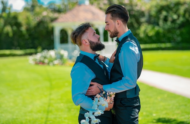 Foto pareja gay boda pareja gay matrimonio pareja homosexual celebrando la boda pareja lgbt en la boda