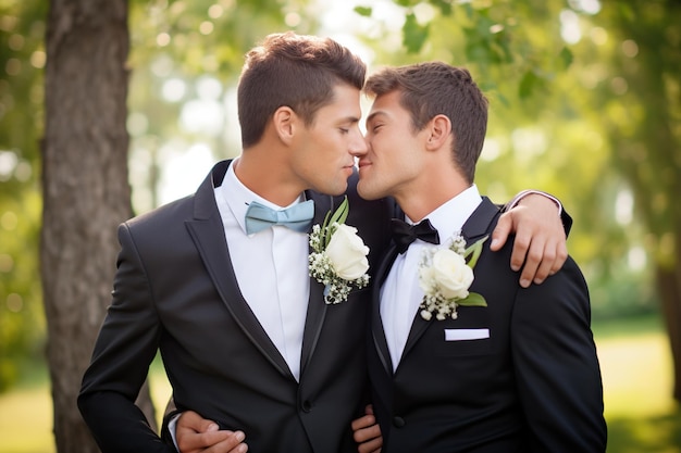 Pareja gay en la foto de la boda