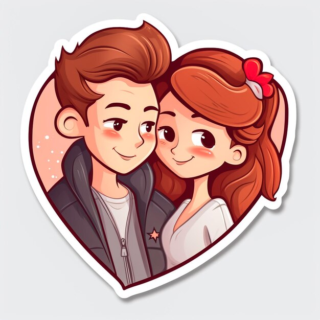 Pareja haciendo un corazón con las manos Ilustración de personajes de dibujos animados de San Valentín Premium Vector