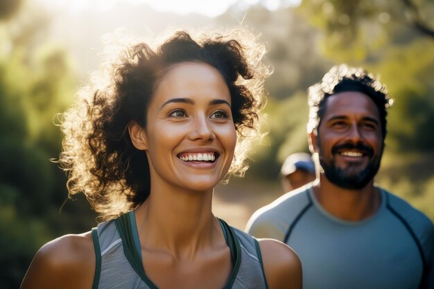 Pareja haciendo deporte juntos al aire libre corriendo juntos Correr por la mañana Estilo de vida saludable Concepto deportivo