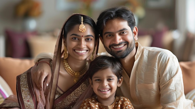 Foto una pareja india con hijos