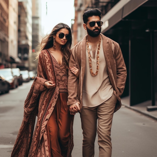 pareja india pakistaní y moda de ropa