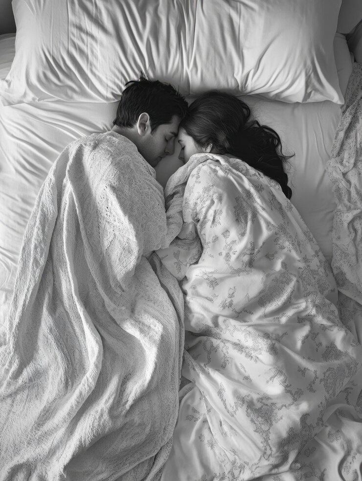 Una pareja íntima compartiendo una cama