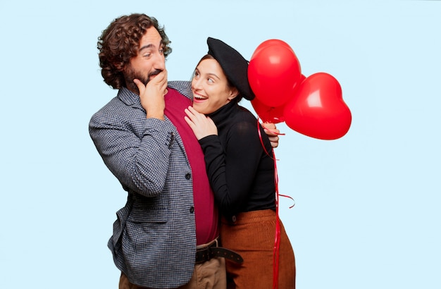 Pareja joven celebrando el día de san valentín. concepto de amor