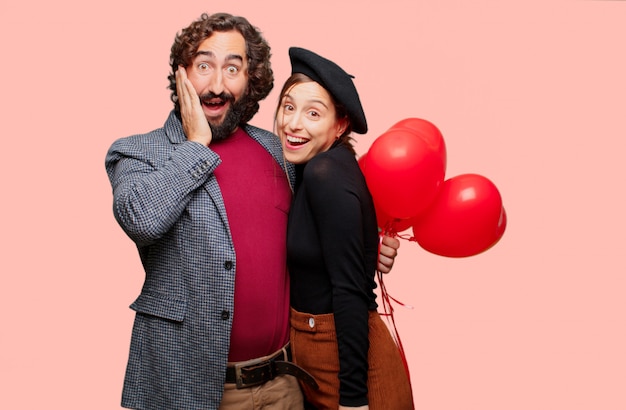 Pareja joven celebrando el día de san valentín. concepto de amor