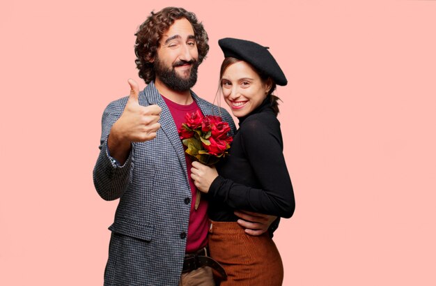 Pareja joven celebrando el día de san valentín. concepto de amor