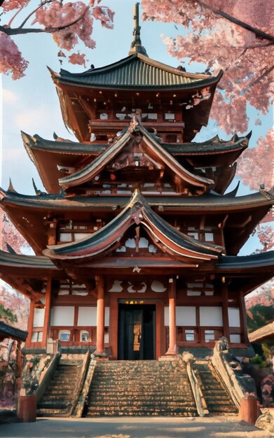 Foto una pareja joven en kimono y la torre yasaka