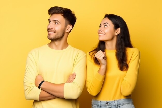 Foto una pareja de jóvenes enamorados que piensan en serio