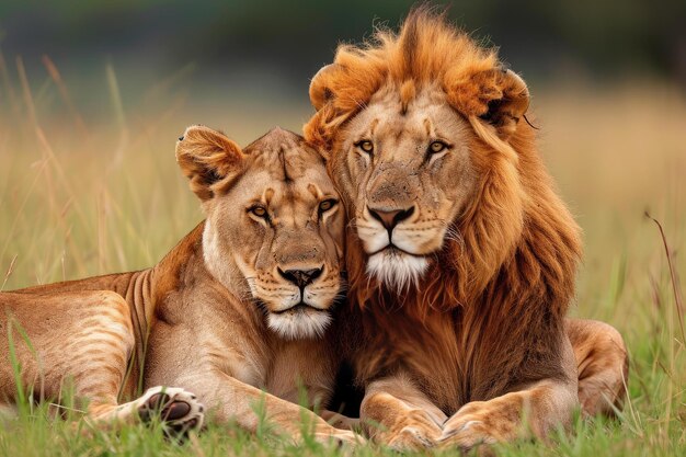 Pareja de leones africanos Generar ai