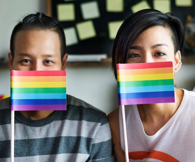 Foto pareja de lesbianas asiáticas lgbt