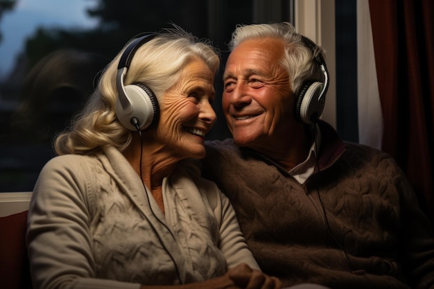 Una pareja mayor relajándose disfrutando de su programa favorito en un servicio de transmisión digital