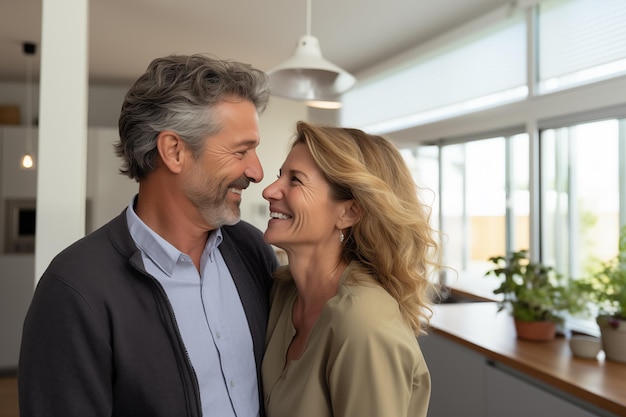 Pareja de mediana edad en el interior