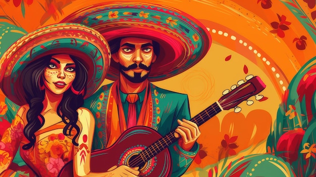 Una pareja mexicana con guitarra