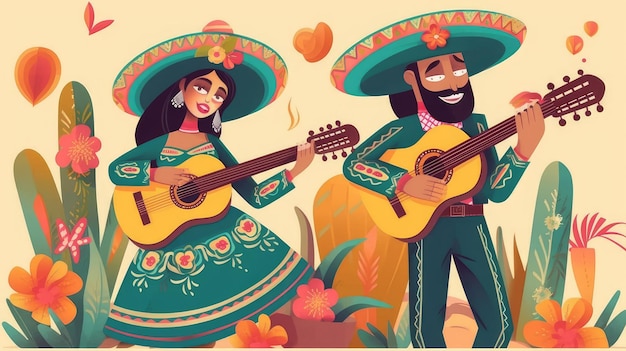 Una pareja mexicana con guitarra