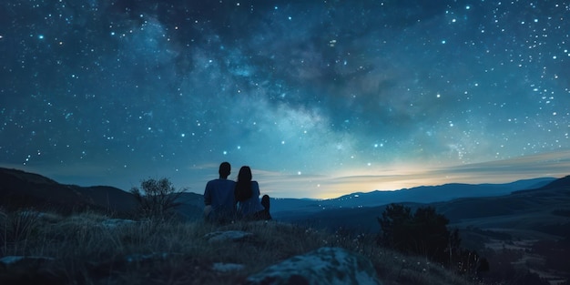 Una pareja observando las estrellas juntos en una zona remota del desierto