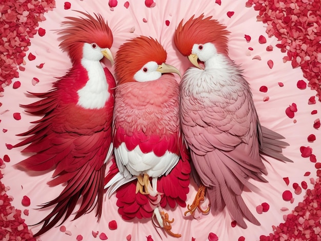 Foto una pareja de pájaros enamorados con fondo rosado