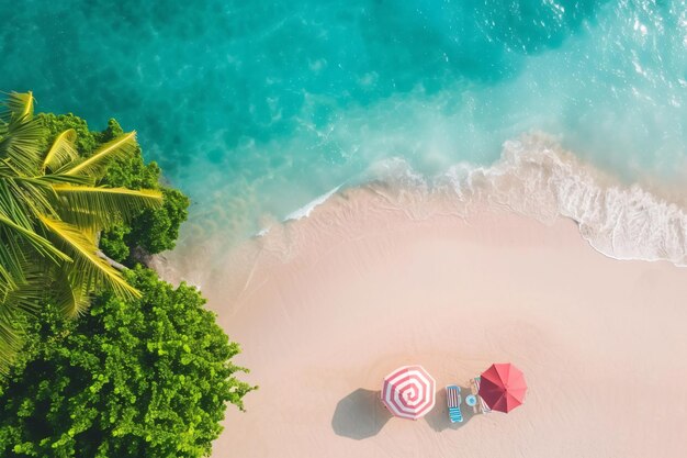 una pareja en una playa con un paraguas y una palmera