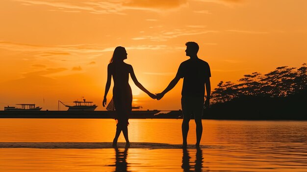 Una pareja en una playa.