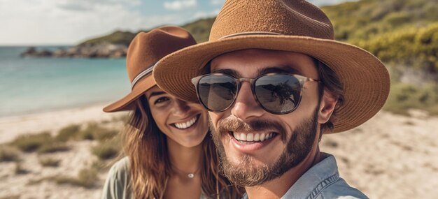 Una pareja posando para una foto con un sombrero