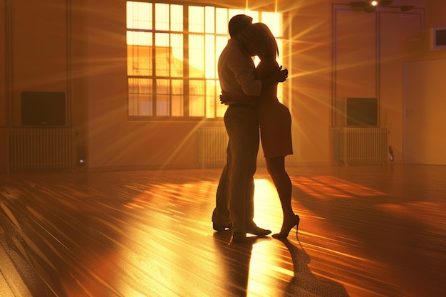 Foto una pareja que toma una clase de danza salsa