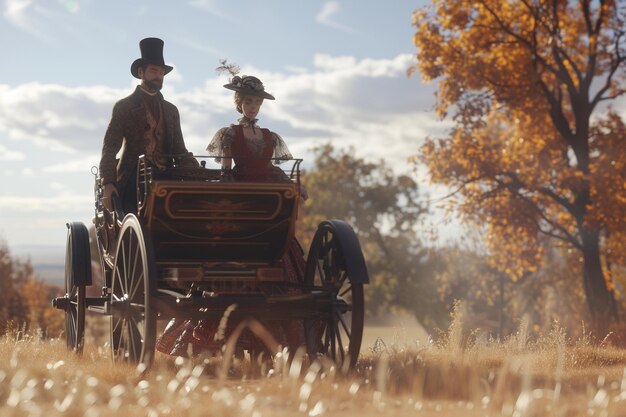 Una pareja que viaja en el tiempo explorando momentos históricos