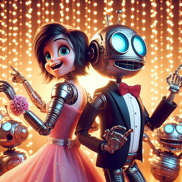 Una pareja de robots bailando