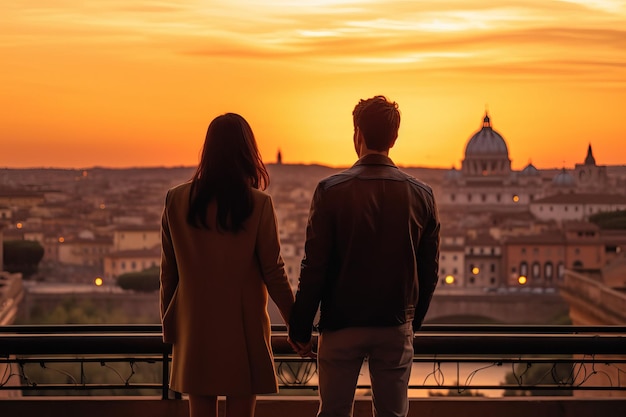 Pareja roma puesta de sol conocer Generar Ai