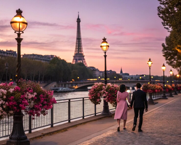Una pareja romántica disfrutando en París