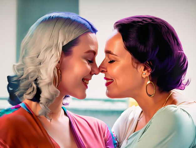 Foto una pareja romántica de lesbianas