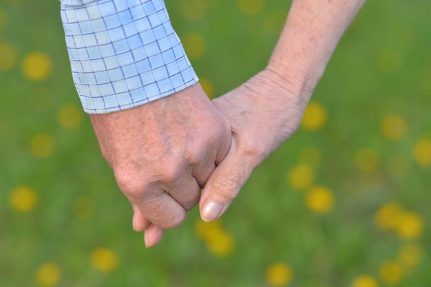 Pareja Senior cogidos de la mano