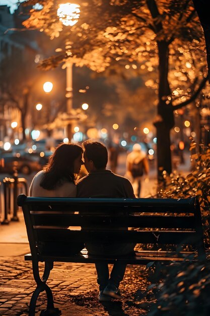 Una pareja sentada en un banco