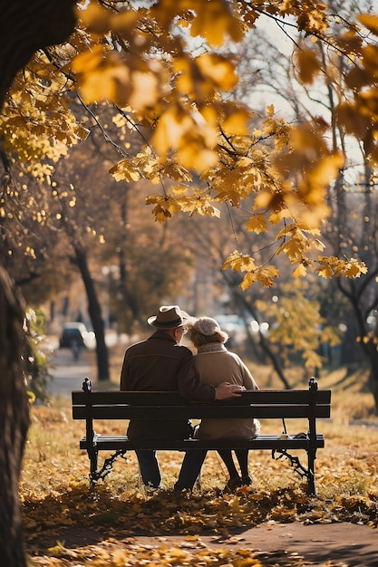Foto una pareja sentada juntos en un banco