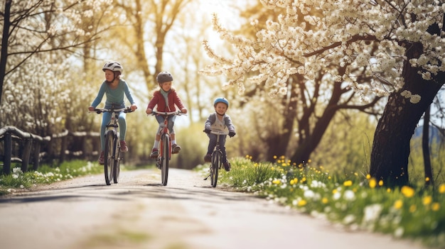 Una pareja sonriente en bicicletas disfrutando de un sendero panorámico con un entorno lleno de plantas AIG41