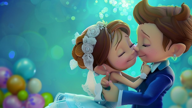 una pareja de valentín pareja ilustración para la tarjeta de invitación de boda